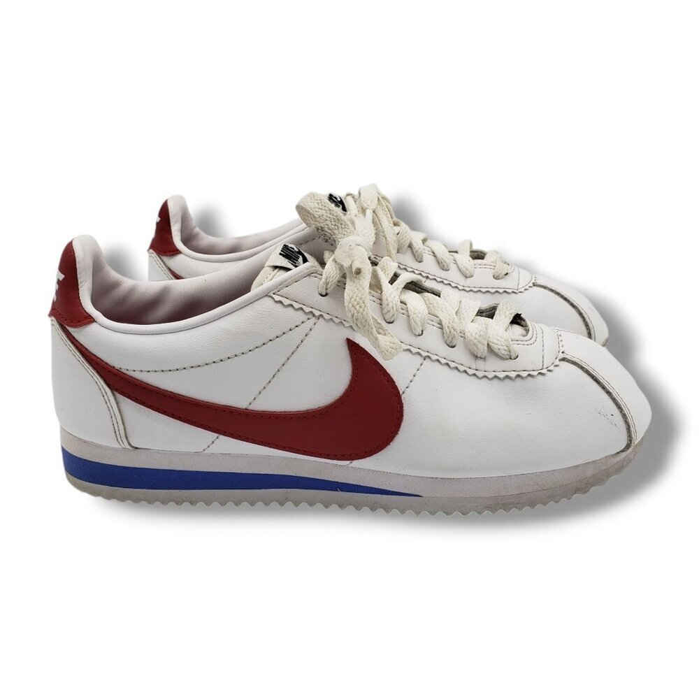 Nike Classic Cortez Sneakers Womens 6 Forest‎ Gump White Leather 807471-103